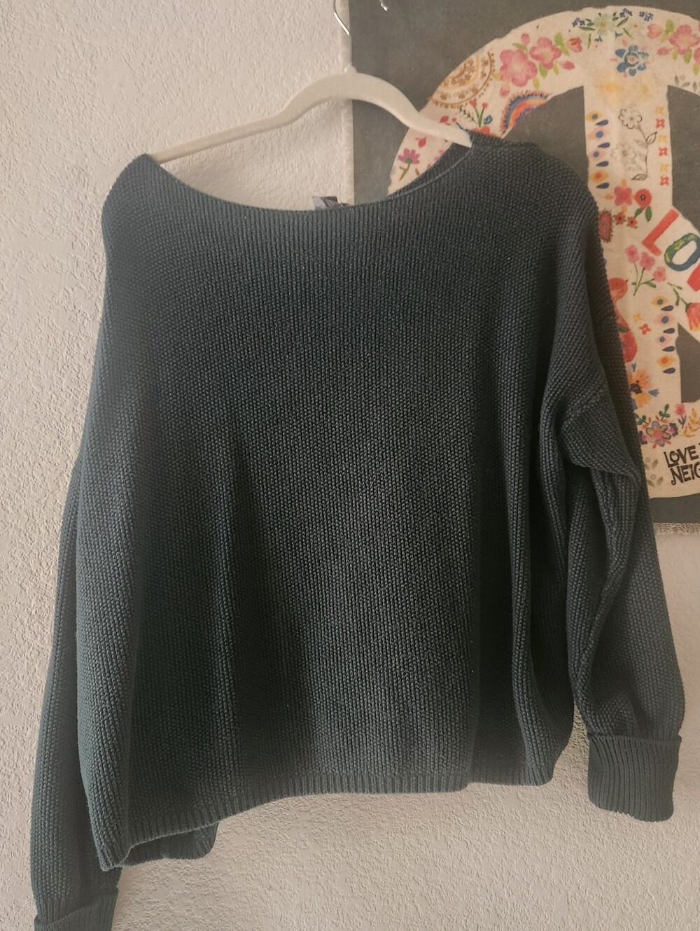 French Connection Dark Green Crewneck Sweater Sz Large